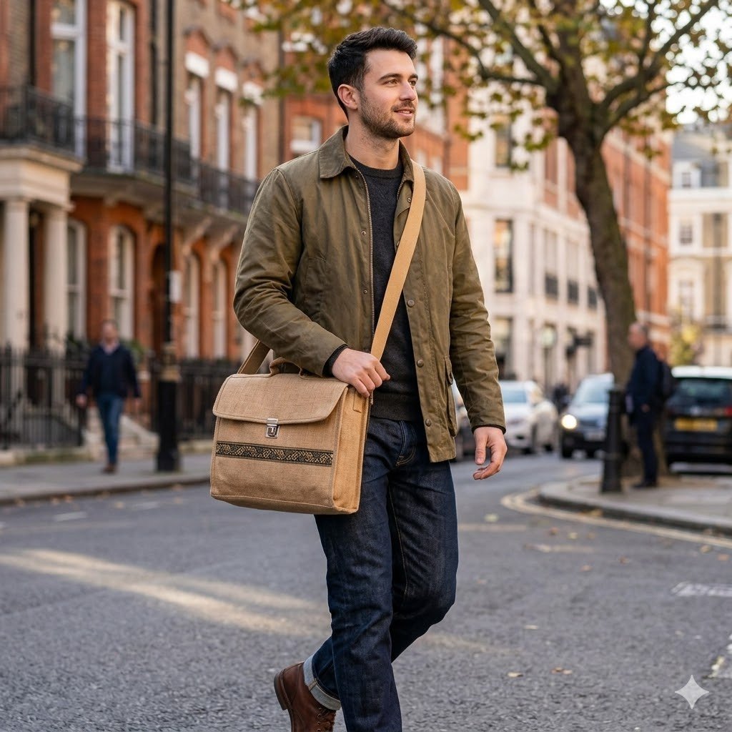 plain jute laptop bag